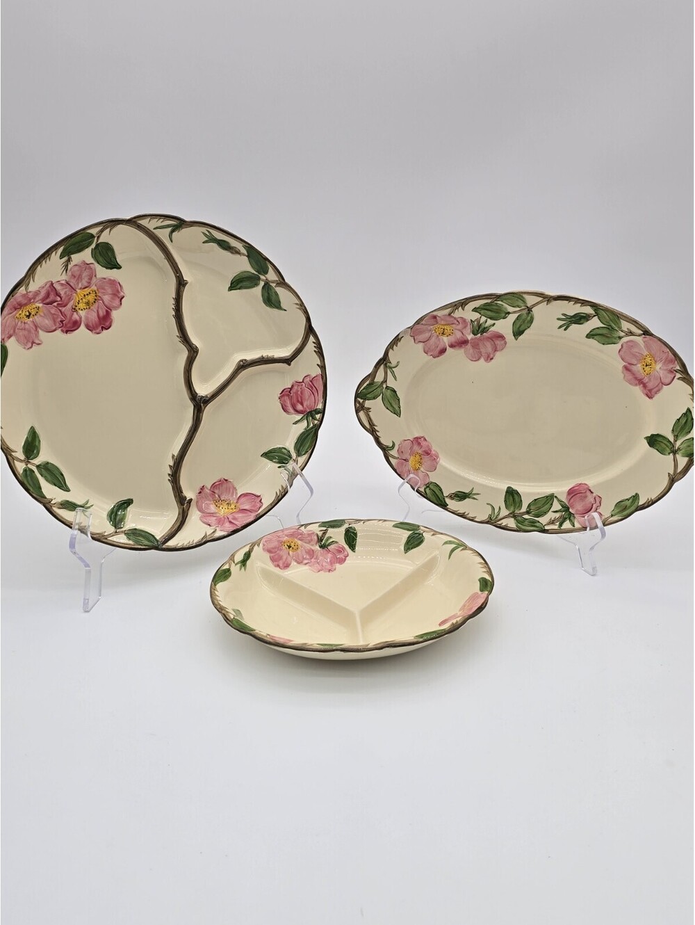 Franciscan Desert Rose 3-Pc Hostess Set Oval Platter 2-Divid